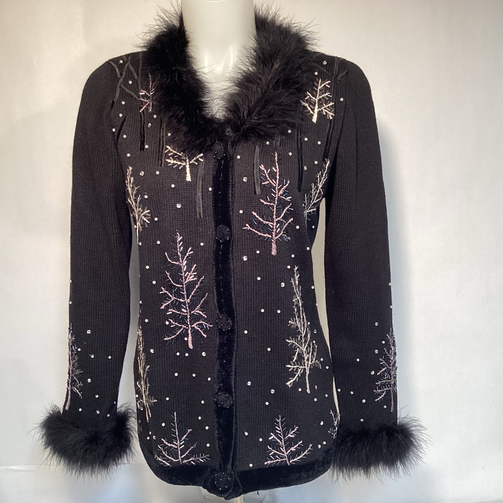 Berek Embellished Holiday Cardigan Sweater Women’s Size Small